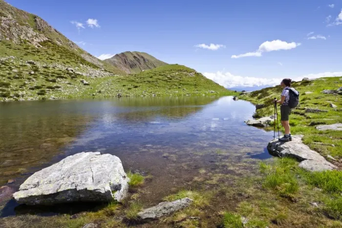 Framed Print : Hiker at the lake below the summit of Mt Hochwart or Guardia Alta, climbing Mt Ultner Hochwart or Vedetta Alta in Ulten Valley or Val dUltimo, Mt Kornigl in the back, Ulten, South Tyrol, Europe Framed Print : Hiker at the lake below the summit of Mt Hochwart or Guardia Alta, climbing Mt Ultner Hochwart or Vedetta Alta in Ulten Valley or Val dUltimo, Mt Kornigl in the back, Ulten, South Tyrol, Europe