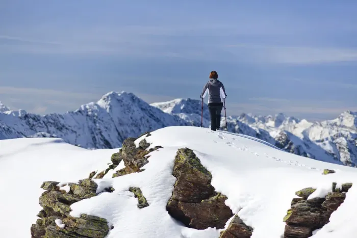 Framed Print : Hiker in the snow on the top of Roethenspitz Mountain above Penser Joch Pass, Sarn Valley, Alto Adige, Italy, Europe Framed Print : Hiker in the snow on the top of Roethenspitz Mountain above Penser Joch Pass, Sarn Valley, Alto Adige, Italy, Europe