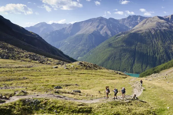 Framed Print : Hikers ascending to the Similaun Hut, Schnalstal Valley through Tisental Valley, with th Vernagt Reservoir below, Alto Adige, Italy, Europe Framed Print : Hikers ascending to the Similaun Hut, Schnalstal Valley through Tisental Valley, with th Vernagt Reservoir below, Alto Adige, Italy, Europe