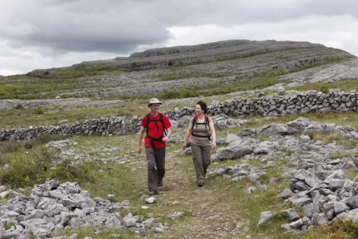 Framed Print : Hikers in Burren National Park, County Clare, Ireland, Europe Framed Print : Hikers in Burren National Park, County Clare, Ireland, Europe