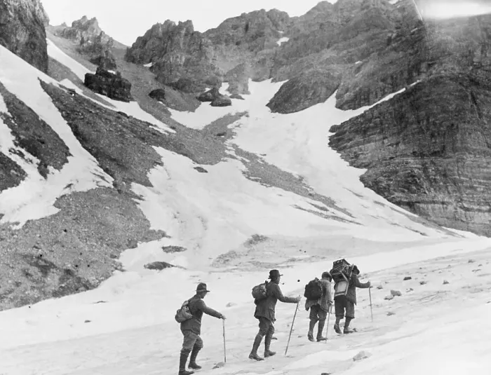 Framed Print : Hikers in Canadian Rockies Framed Print : Hikers in Canadian Rockies