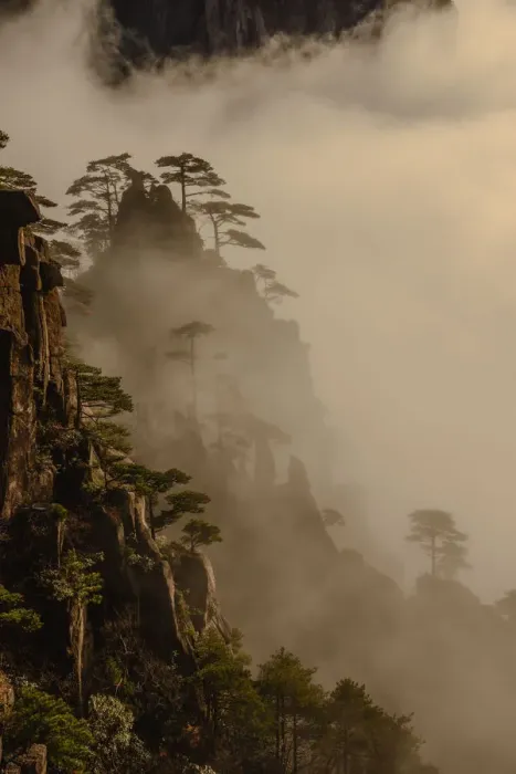Framed Print : Hill mist. Huangshan mountain scenery in Anhui province, China Framed Print : Hill mist. Huangshan mountain scenery in Anhui province, China