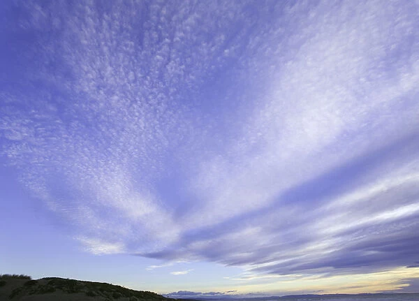 Hill and sky, dawn. Christchurch, Canterbury, South Island, New Zealand