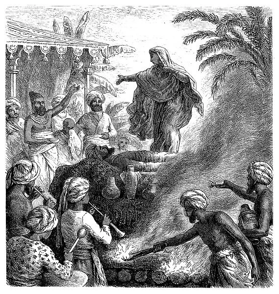 Hindoo Rite Of Suttee. The Widow Burnt With Her Husbands Corpse