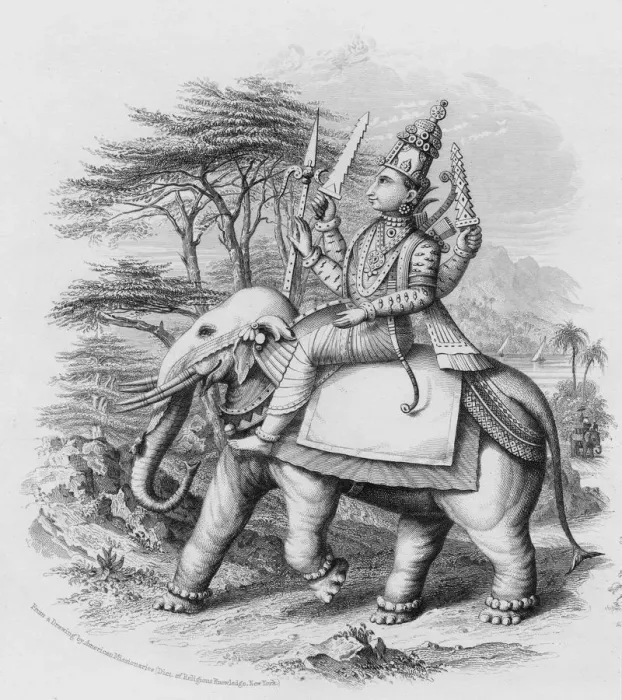 Framed Print : Indra. The Hindu god Indra riding on his elephant, Airavata Framed Print : Indra. The Hindu god Indra riding on his elephant, Airavata