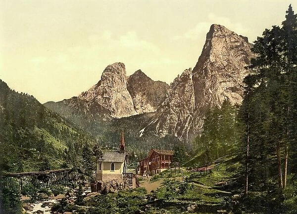 Hinterbaerenbad, Anton-Karg-Haus, in Upper Bavaria, Bavaria, Germany, Historic, photochrome print from the 1890s