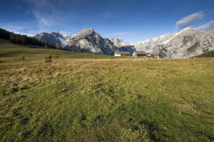 Framed Print : Hinterhorner Alm alpine pasture in the Karwendel Mountains, Tyrol, Austria Framed Print : Hinterhorner Alm alpine pasture in the Karwendel Mountains, Tyrol, Austria