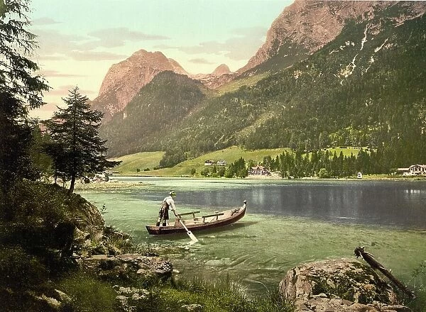 The Hintersee in Bavaria, Germany, Historical, photochrome print from the 1890s