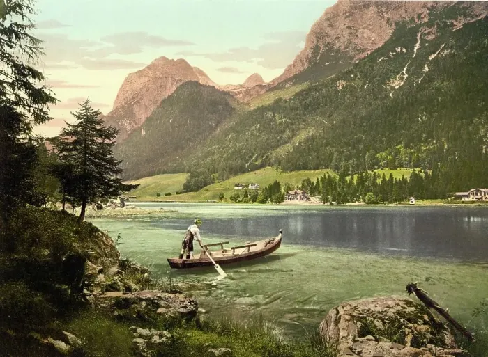 Framed Print : The Hintersee in Bavaria, Germany, Historical, photochrome print from the 1890s Framed Print : The Hintersee in Bavaria, Germany, Historical, photochrome print from the 1890s