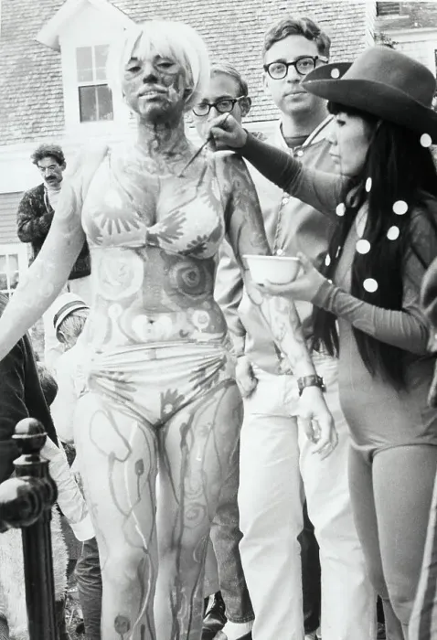 Framed Print : Hippie Having Body Painted Framed Print : Hippie Having Body Painted