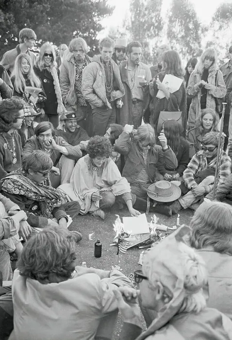 Framed Print : Hippies Burning Memorabilia