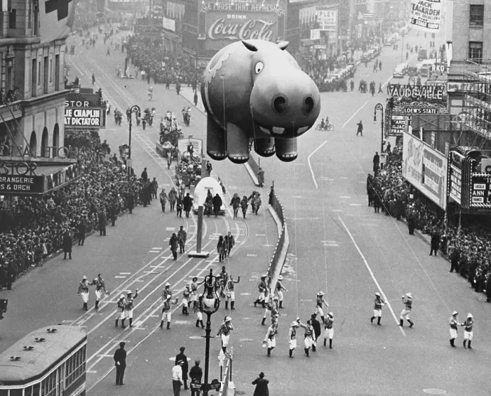 Framed Print : Hippo Balloon Floating at the Thanksgiving Day Parade Framed Print : Hippo Balloon Floating at the Thanksgiving Day Parade