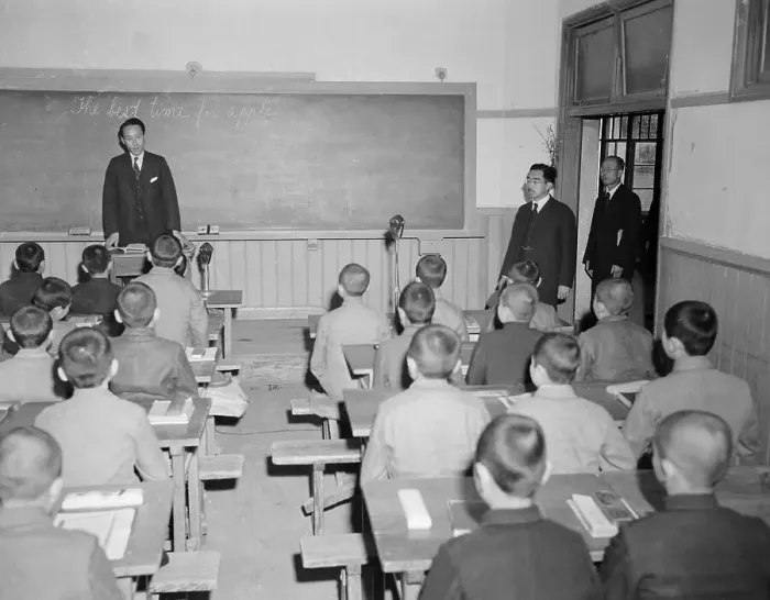 Framed Print : Hirohito Entering Classroom Framed Print : Hirohito Entering Classroom