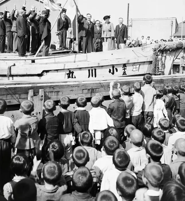 Framed Print : Hirohito Waving from Boat Framed Print : Hirohito Waving from Boat