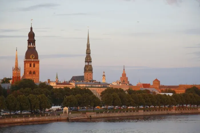 Framed Print : Historic centre with the banks of the Daugava River, Riga Cathedral, St. Peters Church, Academy of Sciences, from the Vansu Bridge or Vansu tilts over Daugava, Riga, Latvia Framed Print : Historic centre with the banks of the Daugava River, Riga Cathedral, St. Peters Church, Academy of Sciences, from the Vansu Bridge or Vansu tilts over Daugava, Riga, Latvia