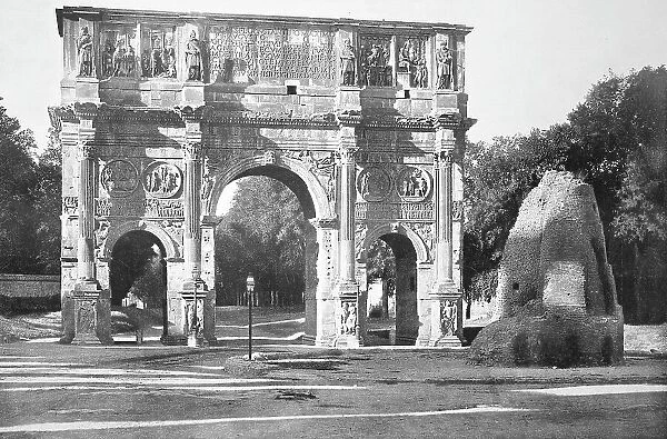 Historic photo (ca 1880) of the Arch of Constantine, Arco di Costantino, a triumphal arch in Rome, Italy, Historic, digitally restored reproduction of a 19th century original, exact original date unknown