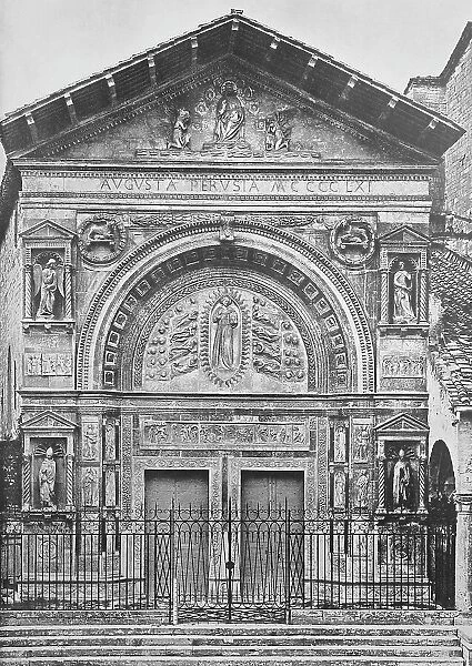 Historic photo (ca 1880) of the church of San Bernardino, Perugia, Umbria, Italy, Historic, digitally restored reproduction of an original from the 19th century, exact original date unknown
