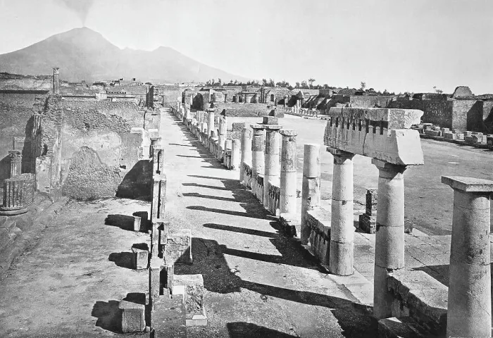 Framed Print : Historic photo (ca 1880) of Pompeii, The Forum with Vesuvius in the distance, Italy, Historic, digitally restored reproduction of a 19th century original, exact original date unknown Framed Print : Historic photo (ca 1880) of Pompeii, The Forum with Vesuvius in the distance, Italy, Historic, digitally restored reproduction of a 19th century original, exact original date unknown