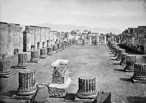 Historic photo (ca 1880) of the ruins of Pompeii, the Basilica, Italy, Historic, digitally restored reproduction of a 19th century original, exact original date unknown