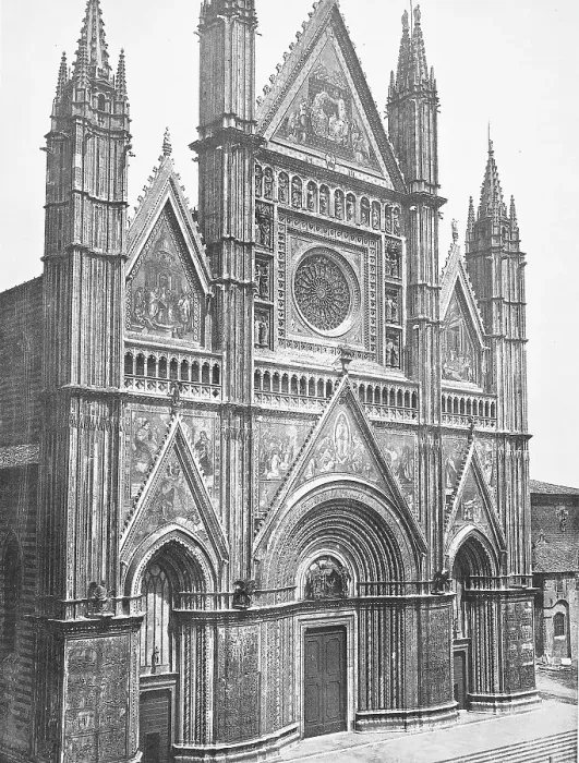 Framed Print : Historic photograph (c. 1880) of Orvieto, Cathedral of Orvieto, Duomo di Orvieto, Cattedrale di Santa Maria Assunta, a large 14th century Roman Catholic cathedral dedicated to the Assumption of the Virgin Mary, Umbria, Italy, Historic