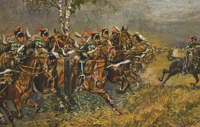 Framed Print : Historic postcard with war motif, attack on Prussian troops, Germany, 1890, Historic, digital reproduction of an original 19th century original Framed Print : Historic postcard with war motif, attack on Prussian troops, Germany, 1890, Historic, digital reproduction of an original 19th century original