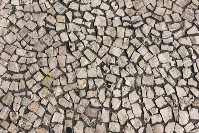 Framed Print : Historic stone paving in the historic town centre of Funchal, Santa Luzia, Funchal, Madeira, Portugal