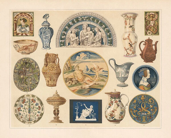 Historical ceramics, Chromolithograph, published in 1897