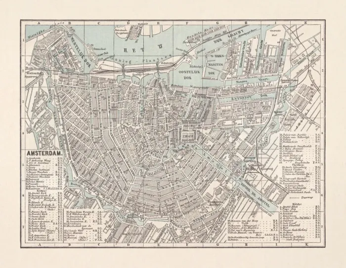 Framed Print : Historical city map of Amsterdam, Netherlands, lithograph, published in 1893 Framed Print : Historical city map of Amsterdam, Netherlands, lithograph, published in 1893