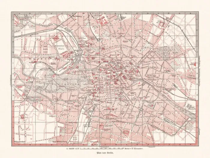 Framed Print : Historical city map of Berlin, Germany, lithograph, published in 1893 Framed Print : Historical city map of Berlin, Germany, lithograph, published in 1893