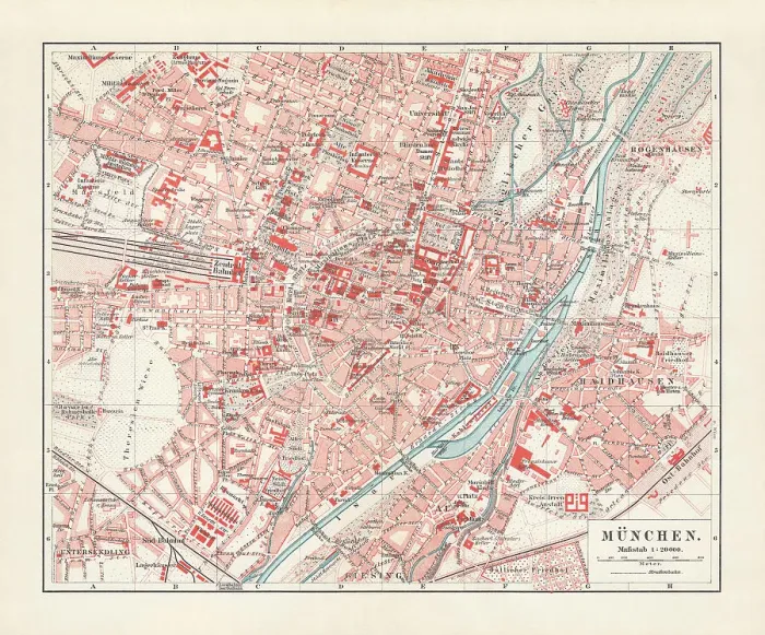 Framed Print : Historical city map of Munich, Bavaria, Germany, lithograph published 1897 Framed Print : Historical city map of Munich, Bavaria, Germany, lithograph published 1897