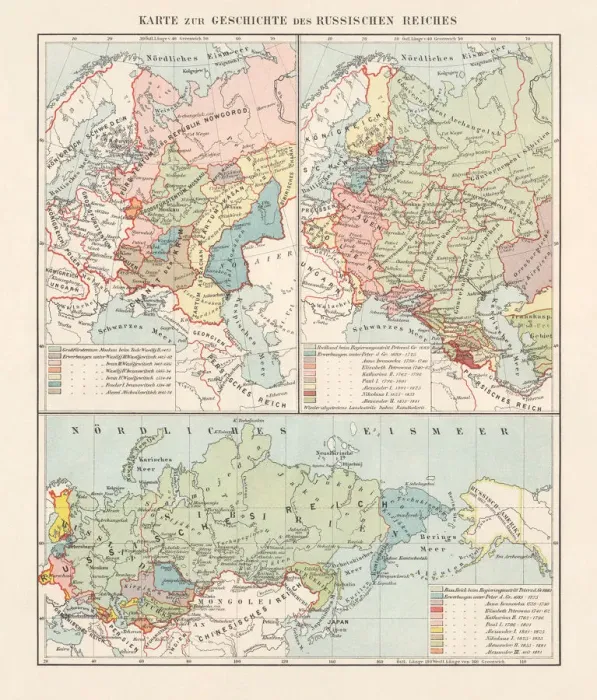 Framed Print : Historical development of the Russian Empire (15th-19th century), lithograph, 1897