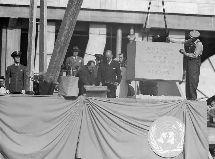Framed Print : Historical Documents Being Prepared to be Put in Cornerstone at the United Nations Headquarters Framed Print : Historical Documents Being Prepared to be Put in Cornerstone at the United Nations Headquarters
