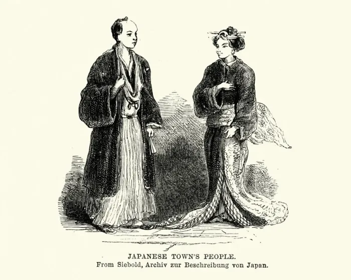 Framed Print : Historical fashions, Man and Woman of Japan, 19th Century Framed Print : Historical fashions, Man and Woman of Japan, 19th Century