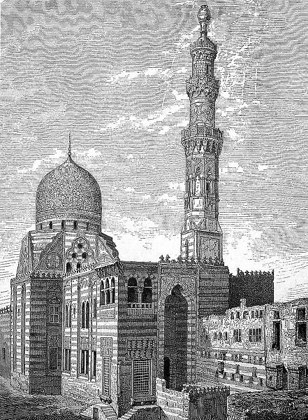 Historical Illustration of the Mosque of Cairo, Egypt, Historic, digitally restored reproduction of an original 19th century artwork, exact original date unknown