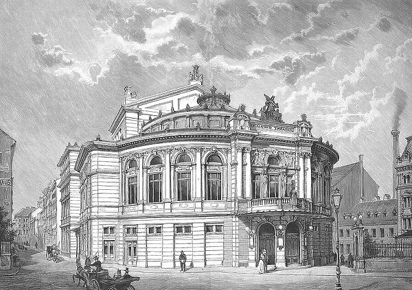 Historical illustration of the Raimundtheater, a theatre in the Mariahilf district of Vienna, Austria, Historical, digitally restored reproduction of an original 19th century artwork, exact original date not known