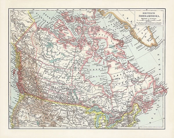 Historical map of the British North America, chromolithograph, published 1899