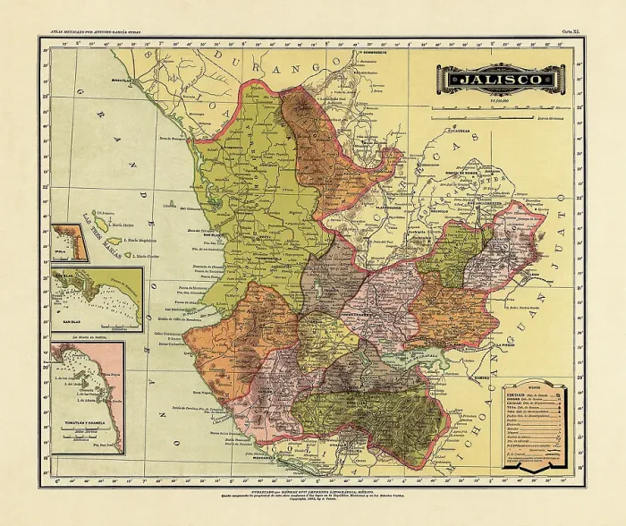 Framed Print : Historical Map of the Country of Mexico, Published in 1885. Estados Unidos Mexicanos, Jalisco Framed Print : Historical Map of the Country of Mexico, Published in 1885. Estados Unidos Mexicanos, Jalisco