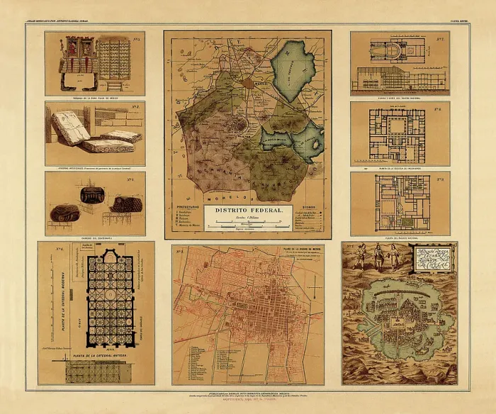 Framed Print : Historical Map of the Country of Mexico, Published in 1885. Estados Unidos Mexicanos Framed Print : Historical Map of the Country of Mexico, Published in 1885. Estados Unidos Mexicanos