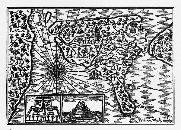 Historical Map of Dutch Navigators Island of Bali Illustration