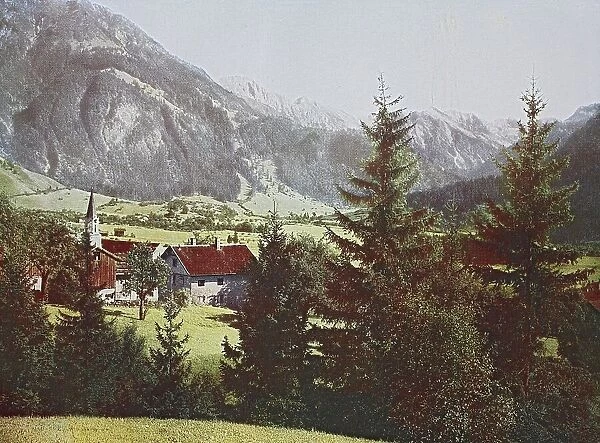 Historical photo around 1880 of Hindelang, Bavaria, Germany, historical, digitally restored reproduction of a 19th century original
