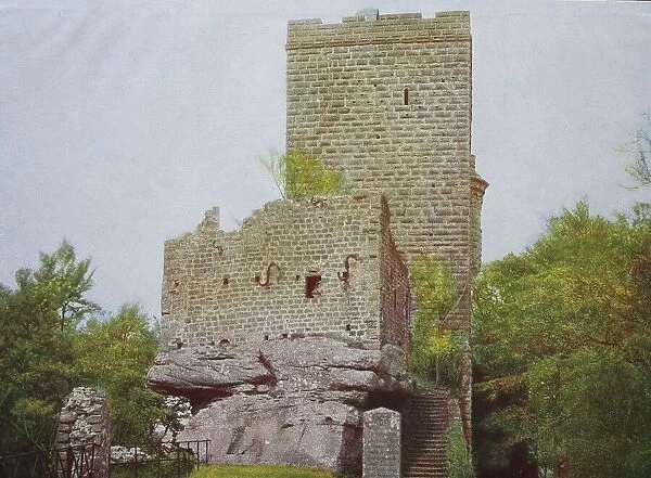 Historical photo around 1880 of Trifels Castle in the Palatinate, Germany, historical, digitally restored reproduction of a 19th century original