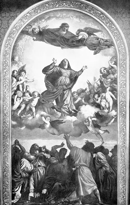 Framed Print : Historical photo (ca 1880) of the Assumption of the Virgin Mary, painting by Titian, Italy, Historical, digitally restored reproduction of an original 19th century original, exact original date unknown Framed Print : Historical photo (ca 1880) of the Assumption of the Virgin Mary, painting by Titian, Italy, Historical, digitally restored reproduction of an original 19th century original, exact original date unknown