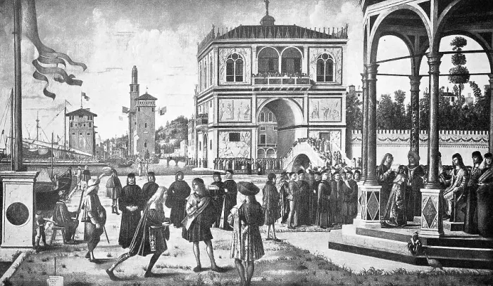 Framed Print : Historical photo (ca 1880) of King Agrippinus, painting by Vittore Carpaccio, Venice, Venezia, Italy, Historical, digitally restored reproduction of an original 19th century original, exact original date unknown Framed Print : Historical photo (ca 1880) of King Agrippinus, painting by Vittore Carpaccio, Venice, Venezia, Italy, Historical, digitally restored reproduction of an original 19th century original, exact original date unknown