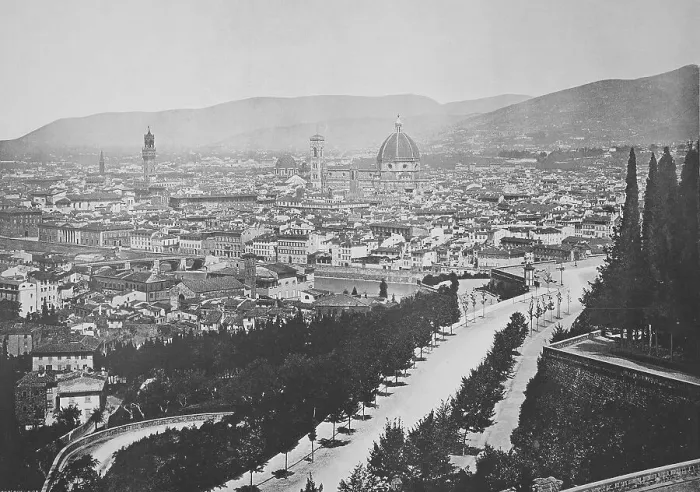 Framed Print : Historical photo (ca 1880) of view of Florence, Tuscany, Italy, Historical, digitally restored reproduction of an original 19th century original, exact original date unknown