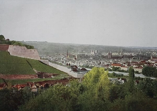 Historical photo of the city of Wuerzburg, around 1876, Bavaria, Germany, historical, digital reproduction of an original 19th century original, original date not known