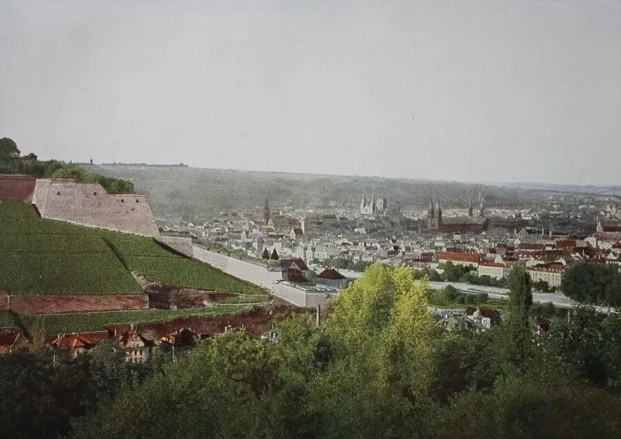 Framed Print : Historical photo of the city of Wuerzburg, around 1876, Bavaria, Germany, historical, digital reproduction of an original 19th century original, original date not known