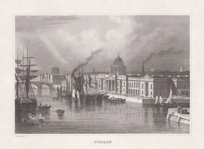 Framed Print : Historical view of Dublin, Ireland, steel engraving, published in 1857 Framed Print : Historical view of Dublin, Ireland, steel engraving, published in 1857