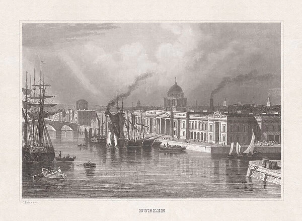 Historical view of Dublin, Ireland, steel engraving, published in 1857