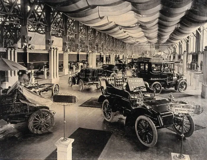 Framed Print : History of the Automobile, 1904 World's Fair, St. Louis, Missouri, an automobile exhibit featuring Packard automobiles, digitally restored reproduction from a 19th-20th century original Framed Print : History of the Automobile, 1904 World's Fair, St. Louis, Missouri, an automobile exhibit featuring Packard automobiles, digitally restored reproduction from a 19th-20th century original