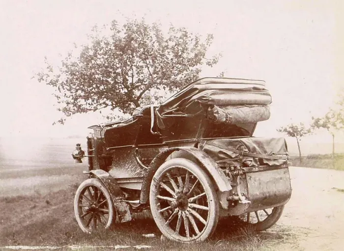 Framed Print : History of the automobile, roadside vehicle, probably in Bar-le-Duc, 1900, France, digitally restored reproduction from a 19th-20th century original Framed Print : History of the automobile, roadside vehicle, probably in Bar-le-Duc, 1900, France, digitally restored reproduction from a 19th-20th century original